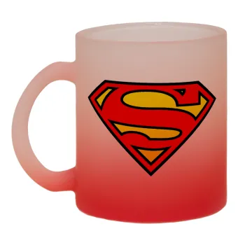 Superman vintage, Κούπα γυάλινη δίχρωμη με βάση το κόκκινο ματ, 330ml