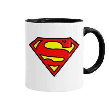 Superman vintage, Κούπα χρωματιστή μαύρη, κεραμική, 330ml