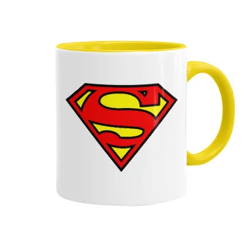 Superman vintage, Mug colored yellow, ceramic, 330ml