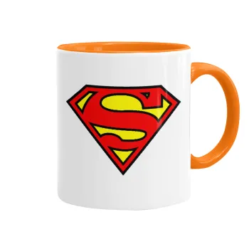 Superman vintage, Κούπα χρωματιστή πορτοκαλί, κεραμική, 330ml