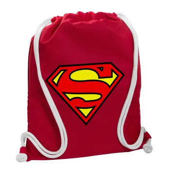 Superman vintage, Backpack pouch GYMBAG Red, with pocket (40x48cm) & thick cords
