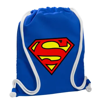 Superman vintage, Backpack pouch GYMBAG Blue, with pocket (40x48cm) & thick cords