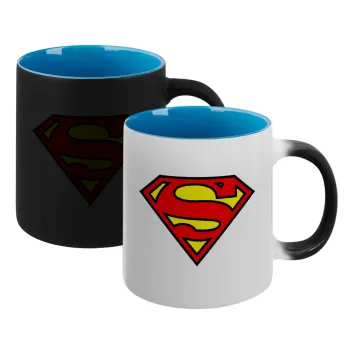 Superman vintage, Κούπα Μαγική εσωτερικό μπλε, κεραμική 330ml που αλλάζει χρώμα με το ζεστό ρόφημα