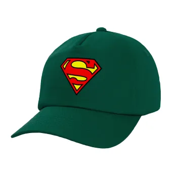 Superman vintage, Twill Καπέλο παιδικό Bottle Green (100% ΒΑΜΒΑΚΕΡΟ, ΠΑΙΔΙΚΟ, UNISEX)