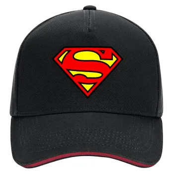 Superman vintage, DRILL Καπέλο Ενηλίκων Ultimate ΜΑΥΡΟ/ΚΟΚΚΙΝΟ, (100% ΒΑΜΒΑΚΕΡΟ, ΕΝΗΛΙΚΩΝ, UNISEX, ONE SIZE)