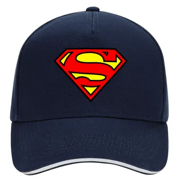 Superman vintage, DRILL Adult Ultimate Hat BLUE/WHITE, (100% COTTON, ADULT, UNISEX, ONE SIZE)