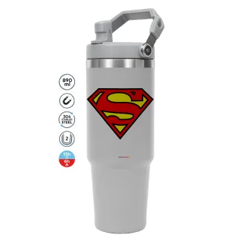 Superman vintage, GREY color, 890ml (30oz) stainless Steel Tumbler with Handle