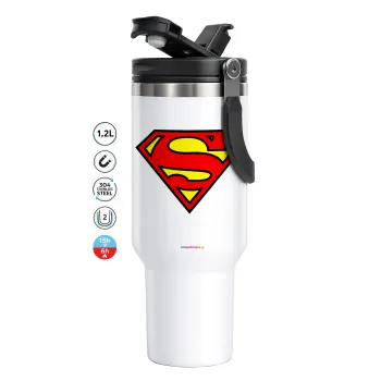 Superman vintage, Mega Stainless steel Tumbler with lid, double wall 1,2L