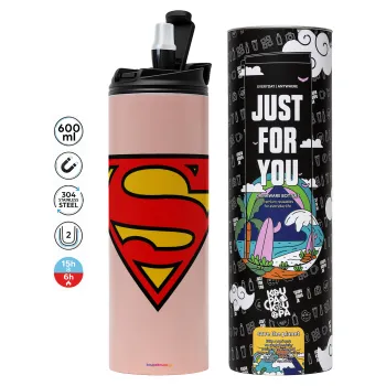 Superman vintage, Tumbler stainless steel PINK 600ml