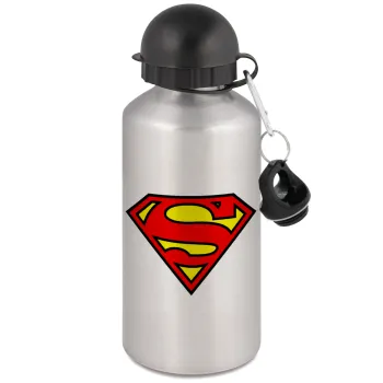 Superman vintage, Μεταλλικό παγούρι νερού, Ασημένιο, αλουμινίου 500ml