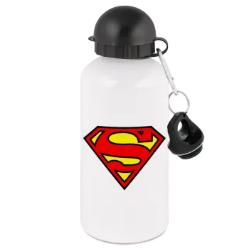 Superman vintage, Μεταλλικό παγούρι νερού, Λευκό, αλουμινίου 500ml