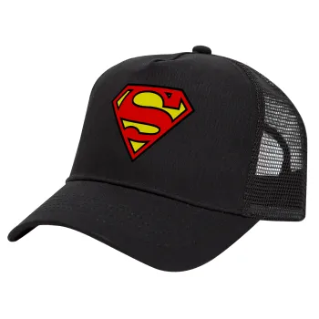 Superman vintage, Καπέλο Trucker με Δίχτυ, Μαύρο, (ΒΑΜΒΑΚΕΡΟ, ΠΑΙΔΙΚΟ, UNISEX, ONE SIZE)