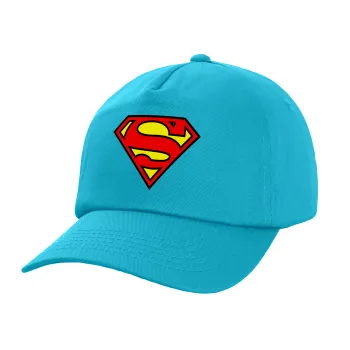 Superman vintage, Καπέλο Ενηλίκων Baseball, 100% Βαμβακερό,  Γαλάζιο (ΒΑΜΒΑΚΕΡΟ, ΕΝΗΛΙΚΩΝ, UNISEX, ONE SIZE)