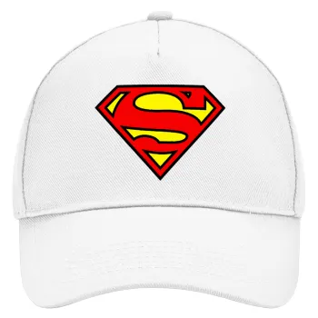 Superman vintage, Καπέλο Ενηλίκων Baseball, Drill, Λευκό (100% ΒΑΜΒΑΚΕΡΟ, ΕΝΗΛΙΚΩΝ, UNISEX, ONE SIZE)