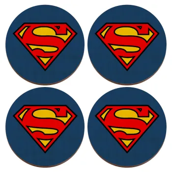 Superman vintage, ΣΕΤ x4 Σουβέρ ξύλινα στρογγυλά plywood (9cm)