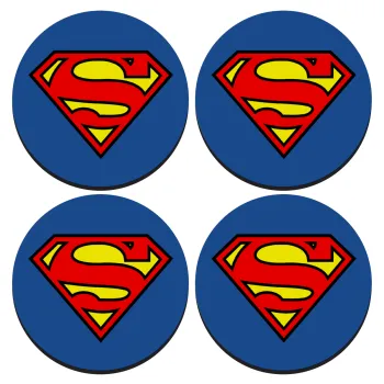 Superman vintage, ΣΕΤ 4 Σουβέρ ξύλινα στρογγυλά (9cm)