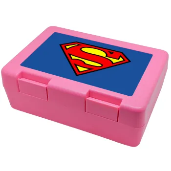 Superman vintage, Children's cookie container PINK 185x128x65mm (BPA free plastic)
