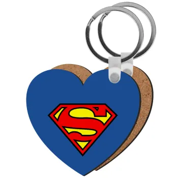 Superman vintage, Μπρελόκ Ξύλινο καρδιά MDF