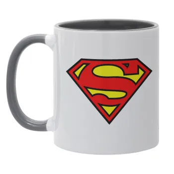 Superman vintage, Κούπα χρωματιστή γκρι, κεραμική, 330ml