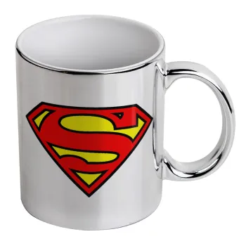 Superman vintage, Mug ceramic, silver mirror, 330ml