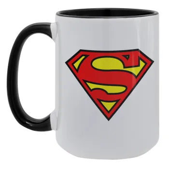 Superman vintage, Κούπα Mega 15oz, κεραμική Μαύρη, 450ml