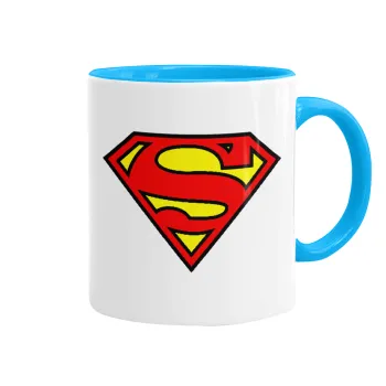Superman vintage, Κούπα χρωματιστή γαλάζια, κεραμική, 330ml