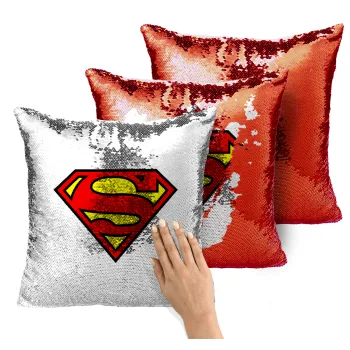 Superman vintage, Μαξιλάρι καναπέ Μαγικό Κόκκινο με πούλιες 40x40cm περιέχεται το γέμισμα