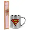 Easter Set, metallic thermal cup (300ml) & aromatic flat Easter candle (30cm) (PINK)