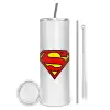 Tumbler stainless steel 600ml, with metal straw & cleaning brush