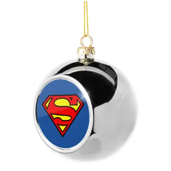 Superman vintage, Silver 8cm Christmas tree ball ornament