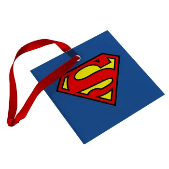Superman vintage, Christmas ornament, glass square ornament 9x9cm