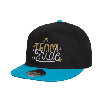 Team Bride Ruby, Καπέλο παιδικό Flat Snapback, Μαύρο/Μπλε (100% ΒΑΜΒΑΚΕΡΟ, ΠΑΙΔΙΚΟ, UNISEX, ONE SIZE)