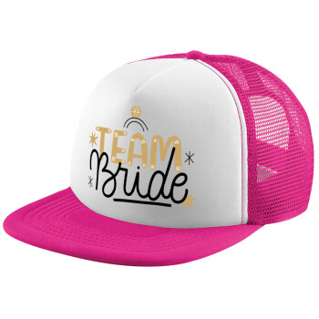 Team Bride Ruby, Καπέλο Ενηλίκων Soft Trucker με Δίχτυ Pink/White (POLYESTER, ΕΝΗΛΙΚΩΝ, UNISEX, ONE SIZE)