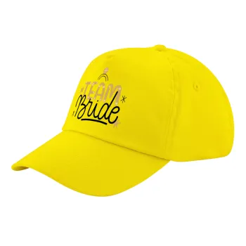 Team Bride Ruby, Child's Baseball Cap, 100% Cotton Twill, Yellow (COTTON, CHILD, UNISEX, ONE SIZE)