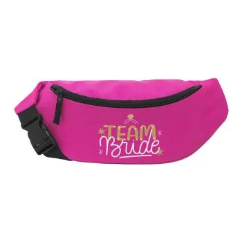 Team Bride Ruby, Unisex τσαντάκι μέσης (μπανάνα) χρώματος ΡΟΖ με 2 τσέπες