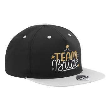 Team Bride Ruby, Adult Flat Snapback Hat Black/Grey, (100% COTTON TWILL, ADULT, UNISEX, ONE SIZE)