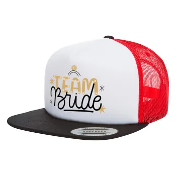 Team Bride Ruby, Καπέλο Ενηλίκων Foam Flat Snapback με Δίχτυ Μαύρο-Λευκό-Κόκκινο (POLYESTER, ΕΝΗΛΙΚΩΝ, UNISEX, ONE SIZE)