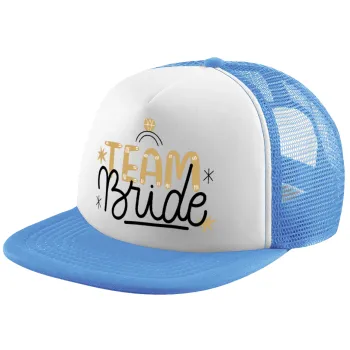 Team Bride Ruby, Καπέλο παιδικό Soft Trucker με Δίχτυ ΓΑΛΑΖΙΟ/ΛΕΥΚΟ (POLYESTER, ΠΑΙΔΙΚΟ, ONE SIZE)