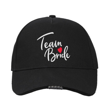Team Bride red heart, Καπέλο Εργασίας & Δραστηριοτήτων με LED Φως - Ιδανικό για Νύχτα & Χαμηλό Φωτισμό (100% ΒΑΜΒΑΚΕΡΟ, ΕΝΗΛΙΚΩΝ, UNISEX)
