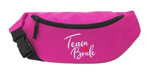 Team Bride red heart — Unisex waist bag (banana) in PINK color with 2 pockets