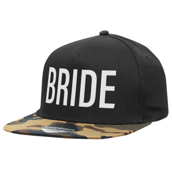 BRIDE, Καπέλο Ενηλίκων Flat Snapback Μαύρο/Παραλαγή, (100% ΒΑΜΒΑΚΕΡΟ, ΕΝΗΛΙΚΩΝ, UNISEX, ONE SIZE)