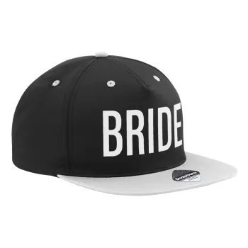 BRIDE, Καπέλο Ενηλίκων Flat Snapback Μαύρο/Γκρι, (100% ΒΑΜΒΑΚΕΡΟ TWILL, ΕΝΗΛΙΚΩΝ, UNISEX, ONE SIZE)