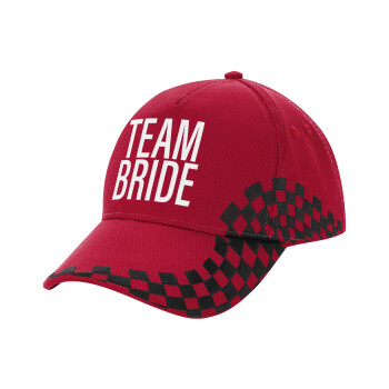 TEAM BRIDE, Καπέλο Ενηλίκων Ultimate ΚΟΚΚΙΝΟ/ΜΑΥΡΟ RACING με Σκρατς, (100% ΒΑΜΒΑΚΕΡΟ DRILL, ΕΝΗΛΙΚΩΝ, UNISEX, ONE SIZE)