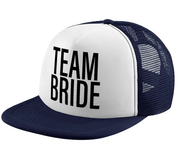 TEAM BRIDE — Adult Soft Trucker Hat with Dark Blue/White Mesh (POLYESTER, ADULT, UNISEX, ONE SIZE)