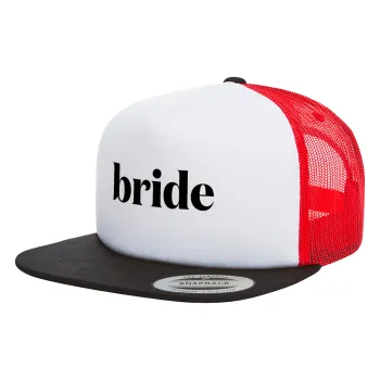 Bride display, Καπέλο Ενηλίκων Foam Flat Snapback με Δίχτυ Μαύρο-Λευκό-Κόκκινο (POLYESTER, ΕΝΗΛΙΚΩΝ, UNISEX, ONE SIZE)