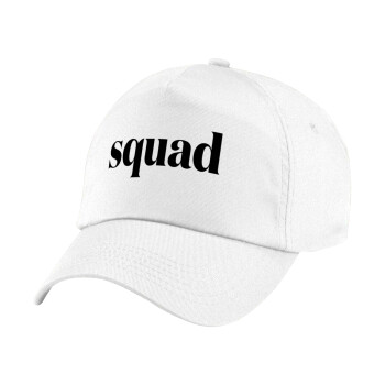 Squad display, Children's Baseball Cap, 100% Cotton Twill, White (COTTON, CHILDREN'S, UNISEX, ONE SIZE)