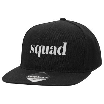 Squad display, Καπέλο Ενηλίκων Flat Snapback Μαύρο, (POLYESTER, ΕΝΗΛΙΚΩΝ, UNISEX, ONE SIZE)