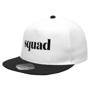 Squad display, Καπέλο Ενηλίκων Flat Snapback Λευκό/Μαύρο, (POLYESTER, ΕΝΗΛΙΚΩΝ, UNISEX, ONE SIZE)