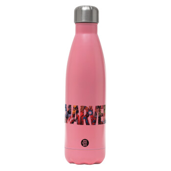 MARVEL characters, Metal mug thermos Pink Mat (Stainless steel), double wall, 500ml