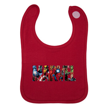 MARVEL characters, Σαλιάρα με Σκρατς Κόκκινη 100% Organic Cotton (0-18 months)